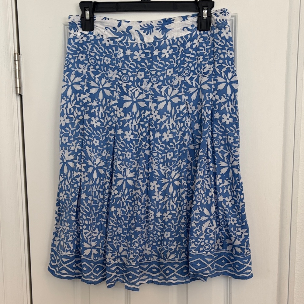 Nomadic Traders Blue and White Floral A-Line Skirt